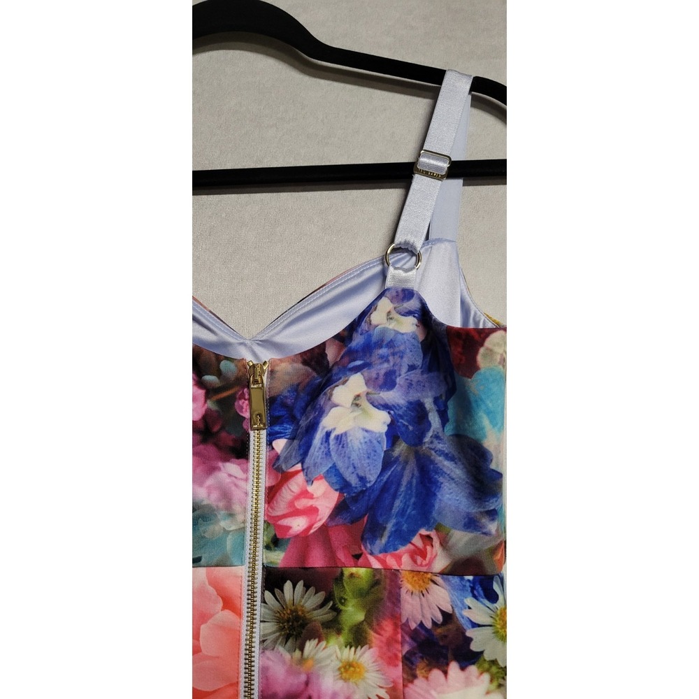 Blue Multicolored Floral Print Adjustable Straps Short Ted Baker Tank Dress Sz S - Picture 3 of 9